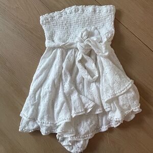 White Eyelet Strapless Jumpsuit